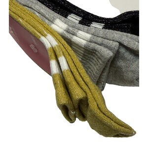Women’s Ankle Cut Crew Glitter Socks Gold Silver Black 3 pack fit 5-8